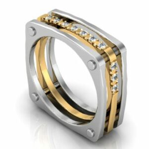 Custom Mens Wedding band 2 Tone White Gold Yellow gold Diamonds Dallas 1