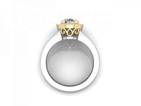 Custom Split Shank Halo Pear Diamond Ring 3