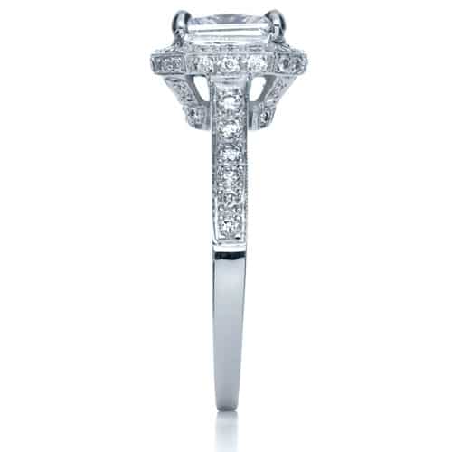 Princess Cut with Diamond Halo Engagement Ring